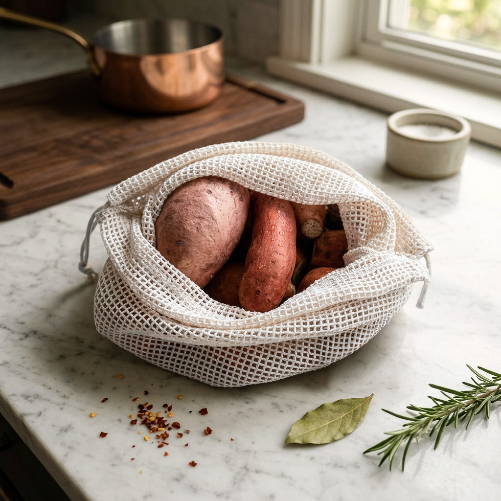 Reusable Cotton Mesh Produce Bag – Large